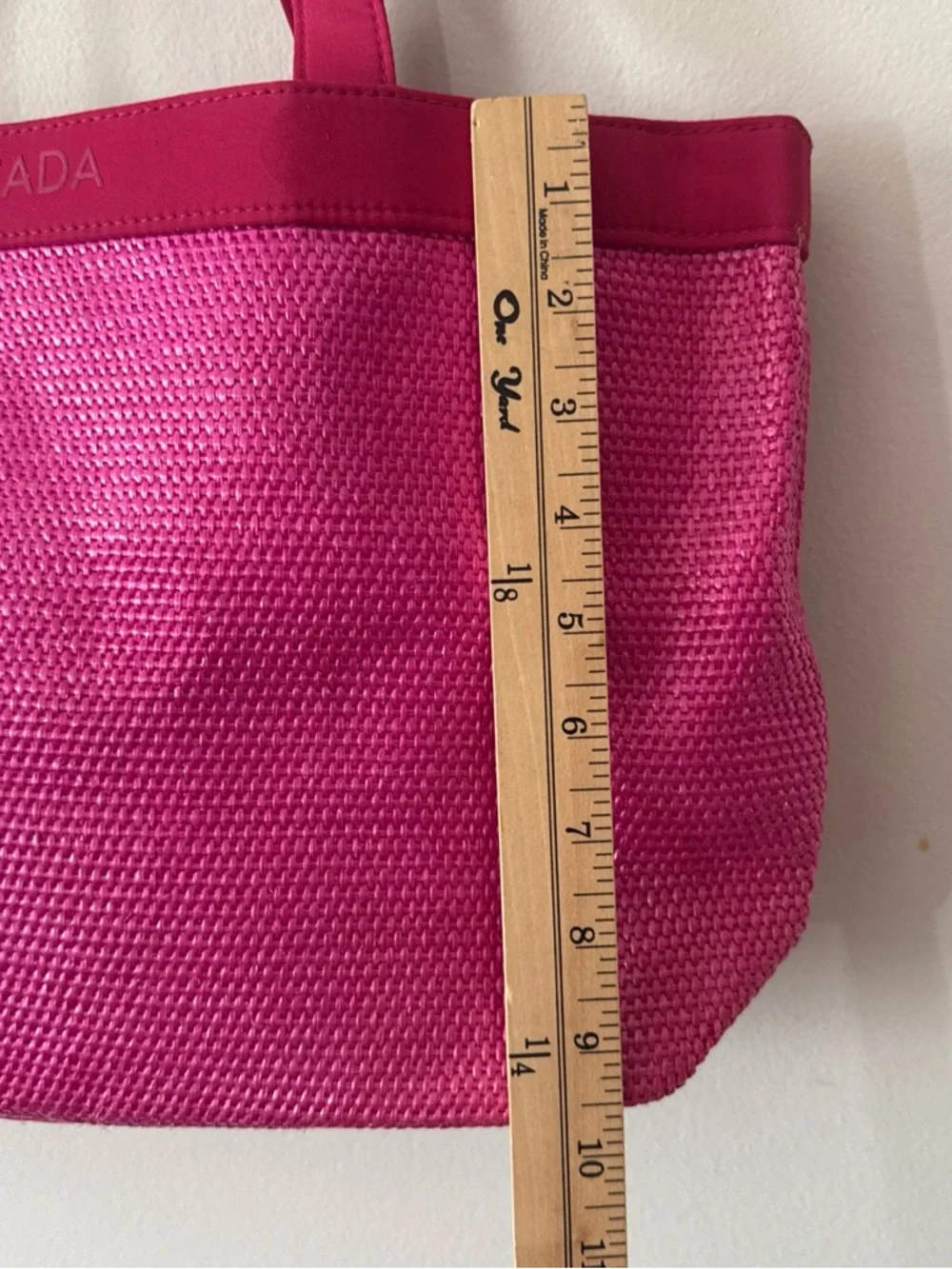 Escada Bright Pink Woven Tote with Rope Drawstrings
